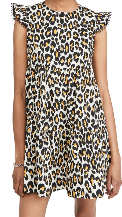 The Marc Jacobs The Tent Lace-trimmed Leopard-print Cotton-poplin Mini Dress In Natural