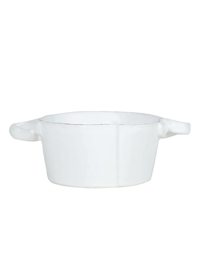 Vietri Lastra Collection Small Handled Bowl In White