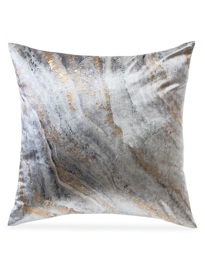 Callisto Home Arles Marble Velvet Pillow In Gold