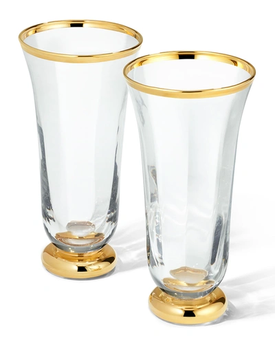 Aerin Sophia Set Of Two Crystal Flutes In Clear/gold