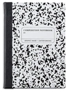 Graphic Image Marble-print Notebook In White Black