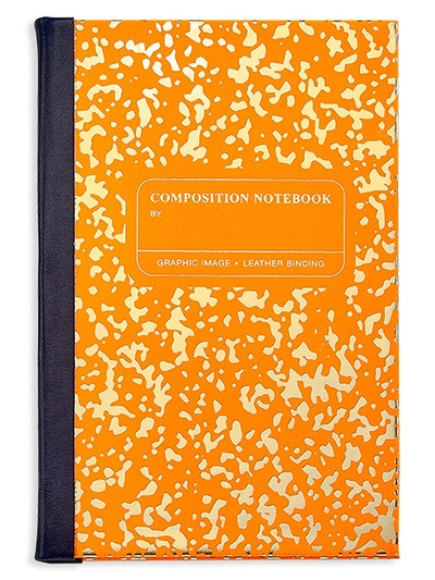 Graphic Image Marble-print Notebook In Orange