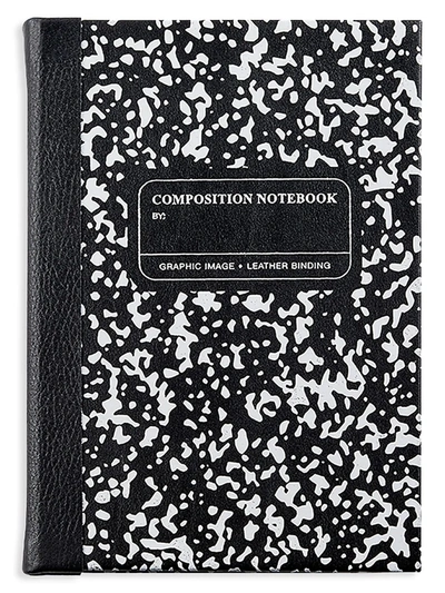 Graphic Image Marble-print Notebook In Black