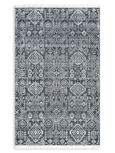 Solo Rugs Quinn Contemporary Transitional Hand Knotted Area Rug In Navy