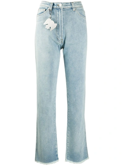 Natasha Zinko Frayed Flared Jeans In Blue