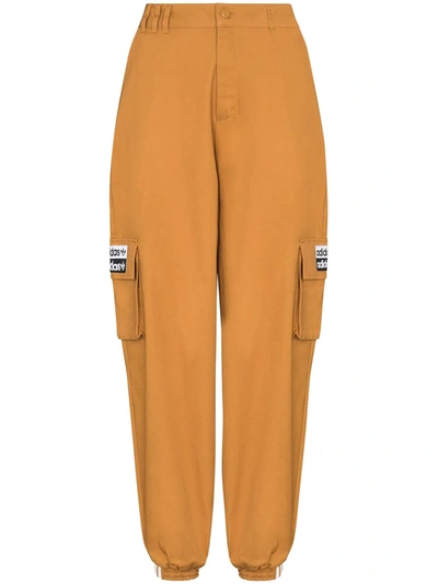 Adidas Originals Embroidered Logo Pocket Track Pants In Brown