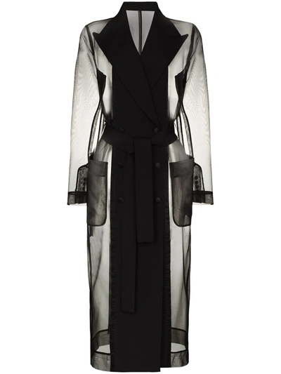 Dolce & Gabbana Sheer Panelled Trench Coat In Black