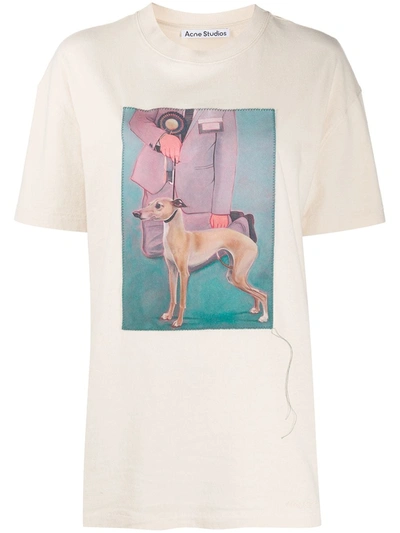 Acne Studios Dog Patch T-shirt In Neutrals