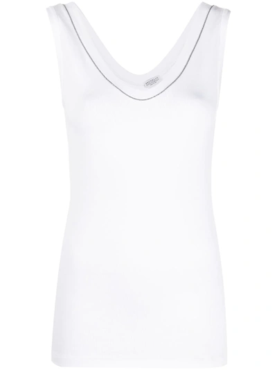 Brunello Cucinelli Crystal-detail Vest Top In White