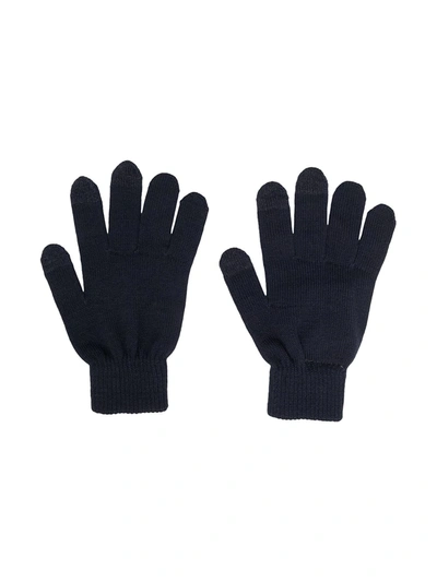 K-way Kids' Logo-patch Knitted Gloves In Blue