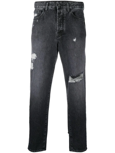 Marcelo Burlon County Of Milan Vintage Effect Straight Leg Jeans In Black