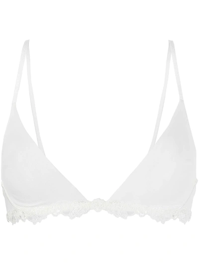 La Perla Semi-sheer Embroidered Detail Bra In White