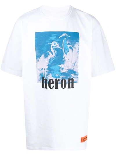 Heron Preston Herons Print Organic Cotton T-shirt In White,blue