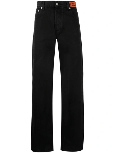 Heron Preston Logo-patch Straight-leg Jeans In Black