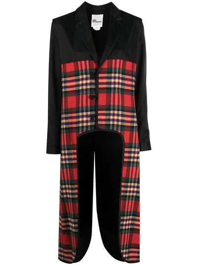 Comme Des Garçons Tartan Cut-out Coat In Black