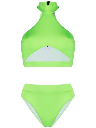 Noire Swimwear Bahamas Cut-out Two-piece Bikini In Green