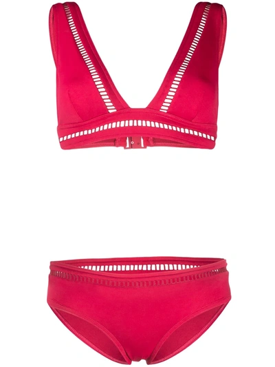 Zimmermann Poppy Ladder Bikini In Ruby In Red