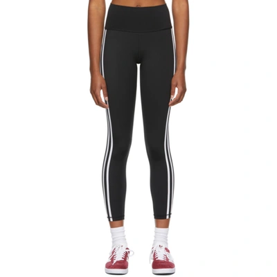 Adidas Originals Women's Adidas Designed 2 Move 3-stripes High-rise Long Tights In Black/white
