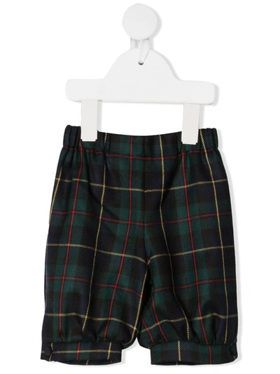 La Stupenderia Babies' Tartan-print Slip-on Shorts In Green