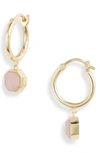 Gorjana Power Stone Charm Huggie Earrings In Rose Quartz