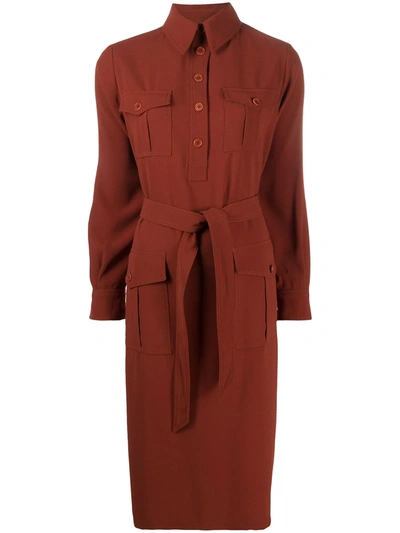 Aspesi Tie-waist Shirt Dress In Brown