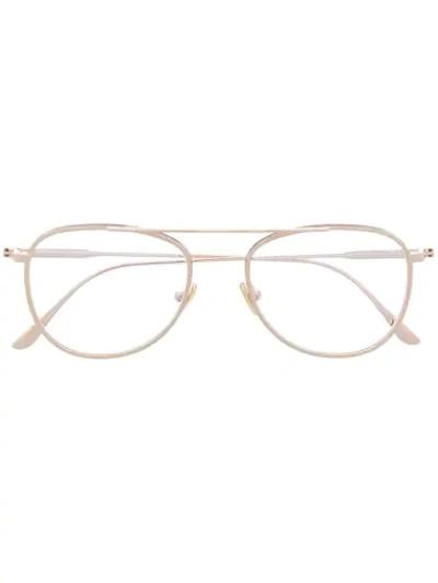 Tom Ford Blue-block Pilot Glasses In Gold