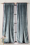 Anthropologie Adelina Velvet Curtain By  In Blue Size 50" X 96"