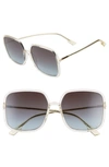 Dior Stellair 59mm Square Sunglasses In Silver Yellow/ Grey