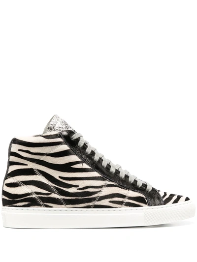 P448 Zebra Star High-top Trainers In White