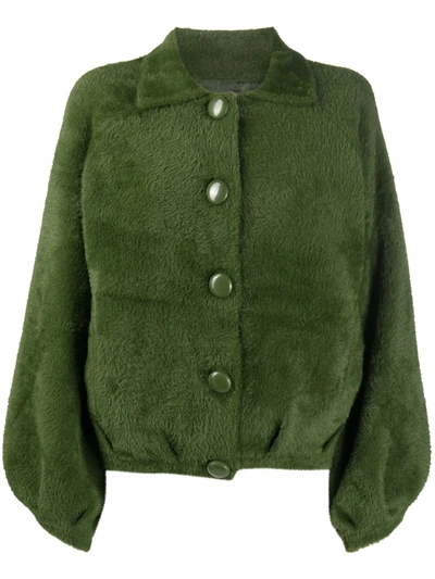 Essentiel Antwerp Textured Button-up Jacket In Green