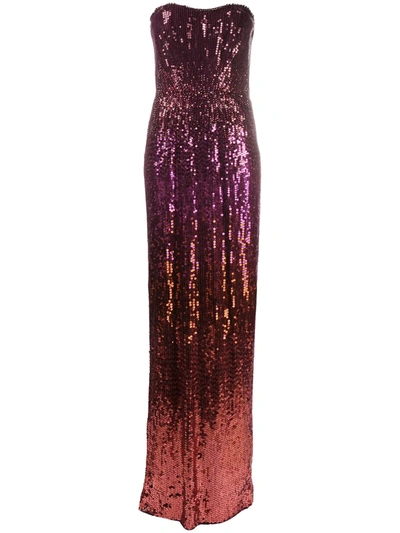 Jenny Packham Romie Strapless Ombré Sequin Gown In Pink
