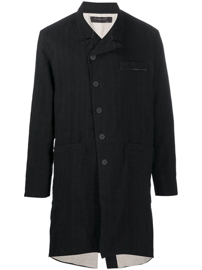 Transit Striped Button-up Linen Coat In Black