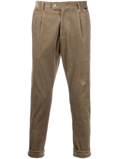 Low Brand Cropped Slim-fit Corduroy Trousers In Brown