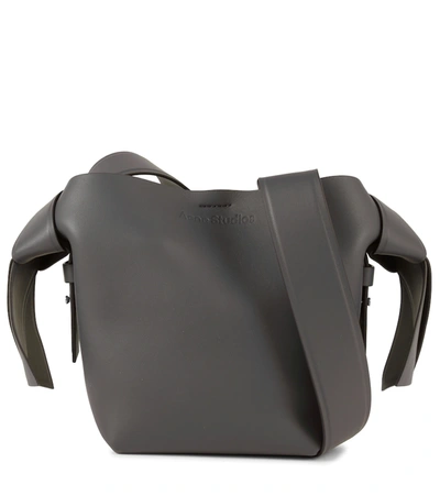Acne Studios Musubi Mini Knotted Leather Shoulder Bag In Gray