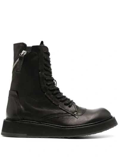 Cinzia Araia Lace-up Leather Combat Boots In Black