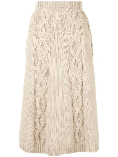 Brock Collection Redden Cashmere Knit Skirt In Neutrals