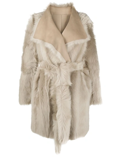 Yves Salomon Reversible Shearling Coat In Neutrals