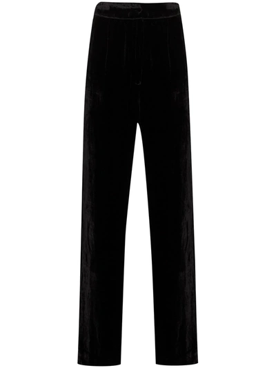 Sleeping With Jacques High-shine Velvet Effect Trousers In Black