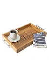 Cathy's Concepts Monogram Acacia Tray With Metal Handles In E