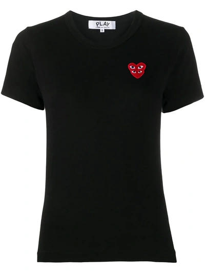 Comme Des Garçons Play Double Patch-logo Cotton T-shirt In Black