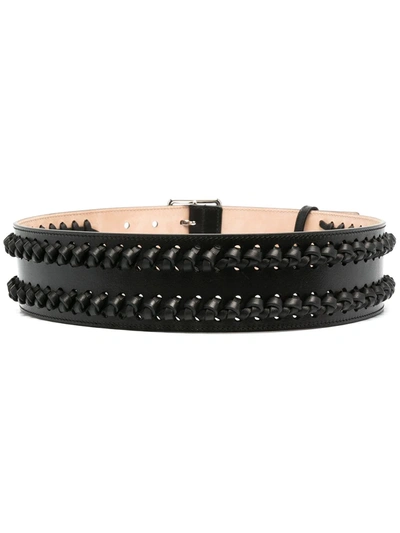 Alexander Mcqueen Woman Black Military Belt With Knots