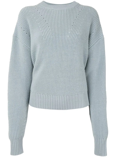 Proenza Schouler White Label Merino Wool Sweater With Back Slit In Blue
