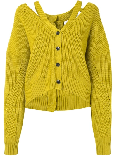 Proenza Schouler White Label Knit Wool Cardigan With Button Back In 00503 Acid Green