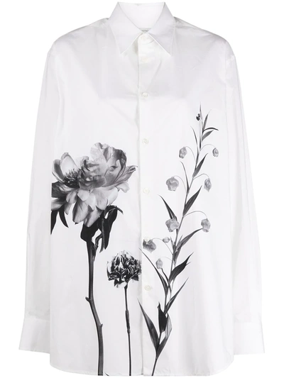 Valentino Floral Print Shirt In White