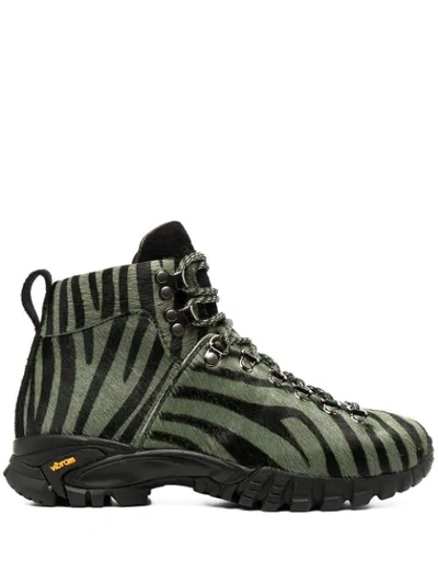 Diemme Zebra-print Hiker Boots In Green