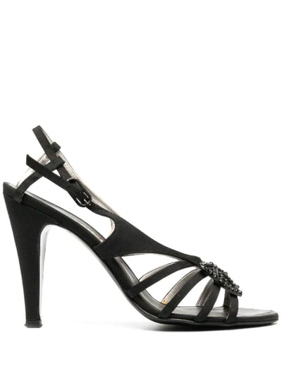 Pre-owned Chanel Bow-detail Strappy Sandals In Black