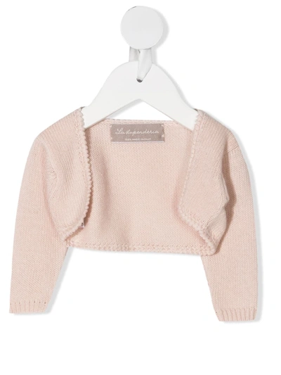 La Stupenderia Babies' Cropped Wool Cardigan In Rosa