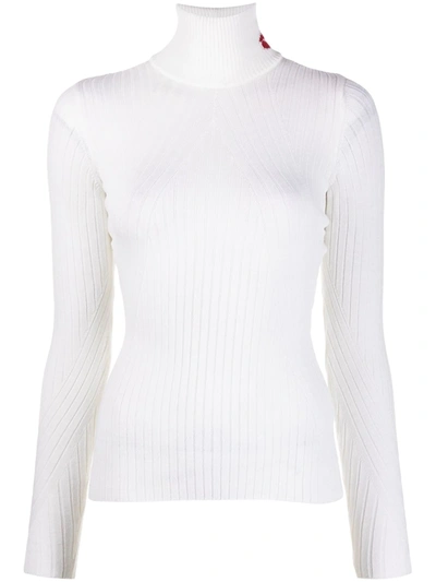 Lala Berlin Ribbed Knit Roll Neck Jumper In White