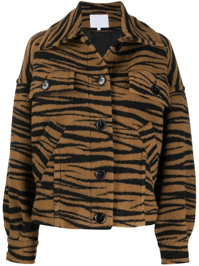 Lala Berlin Zebra Print Textured Jacket In Brown