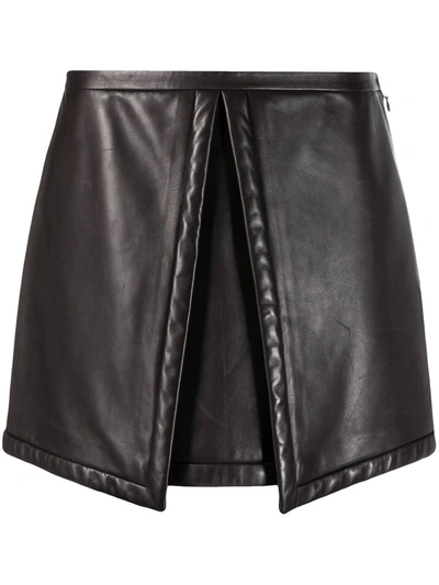 Pre-owned Louis Vuitton  Box Design Leather Mini Skirt In Brown